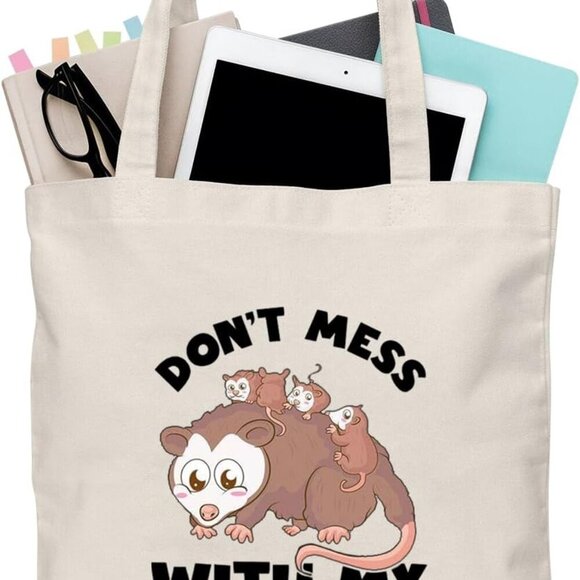 Possum Tote Bag Canvas Funny Gift for Opossum Lover Travel Pouch Versatile - Picture 1 of 7